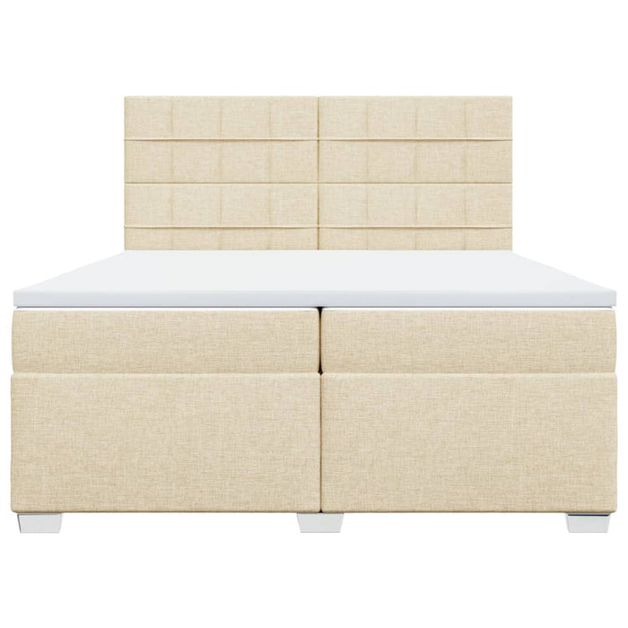 Pat box spring cu saltea, crem, 200x200 cm, textil - WALTI WALTI