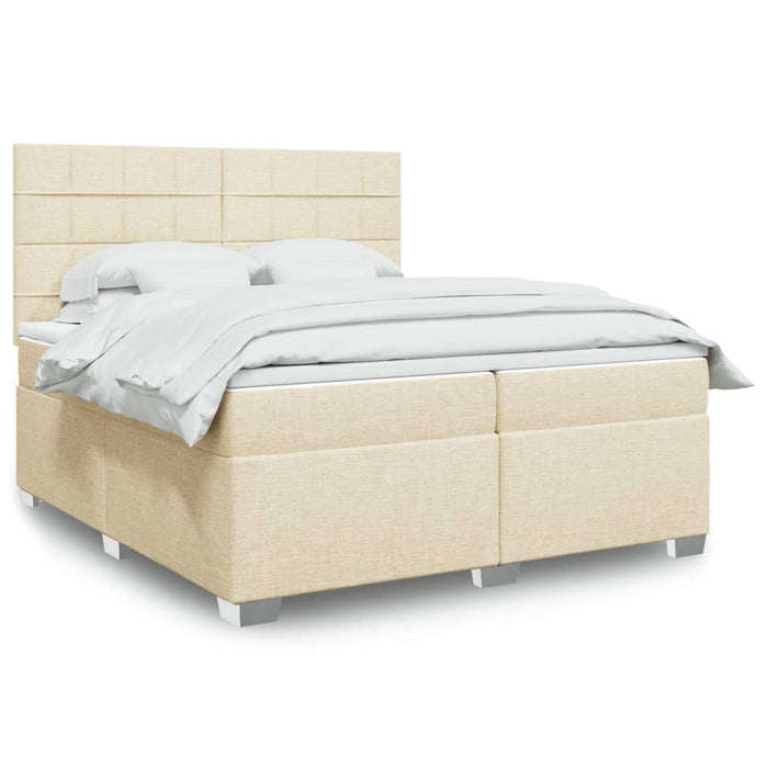 Pat box spring cu saltea, crem, 200x200 cm, textil - WALTI WALTI