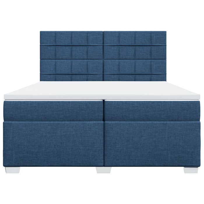 Pat box spring cu saltea, albastru, 200x200 cm, textil - WALTI WALTI