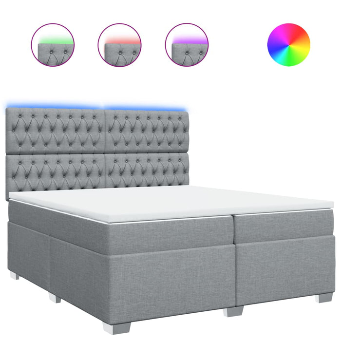 Pat box spring cu saltea, gri deschis, 200x200 cm, textil - WALTI WALTI