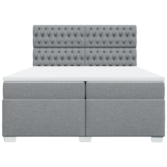 Pat box spring cu saltea, gri deschis, 200x200 cm, textil - WALTI WALTI