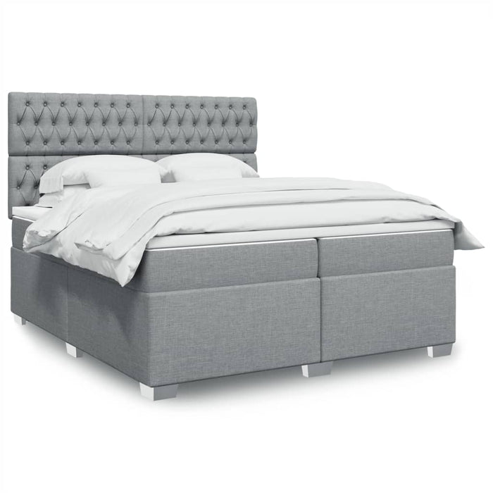 Pat box spring cu saltea, gri deschis, 200x200 cm, textil - WALTI WALTI
