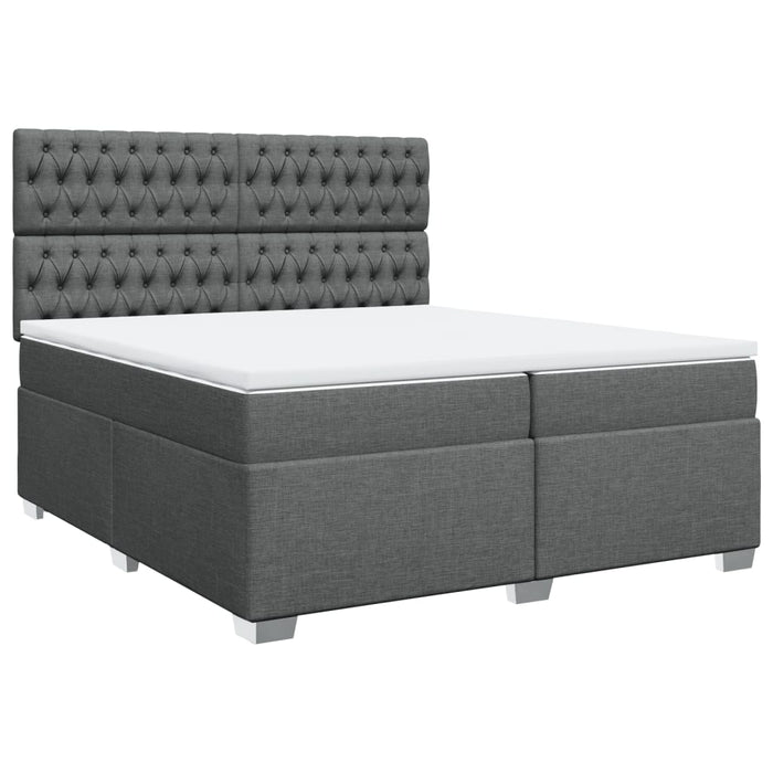 Pat box spring cu saltea, gri închis, 200x200 cm, textil - WALTI WALTI