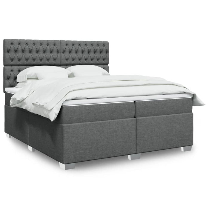 Pat box spring cu saltea, gri închis, 200x200 cm, textil - WALTI WALTI