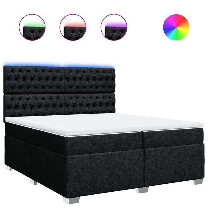 Pat box spring cu saltea, negru, 200x200 cm, textil - WALTI WALTI