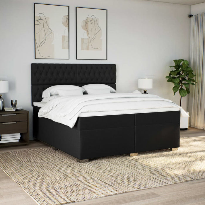 Pat box spring cu saltea, negru, 200x200 cm, textil - WALTI WALTI