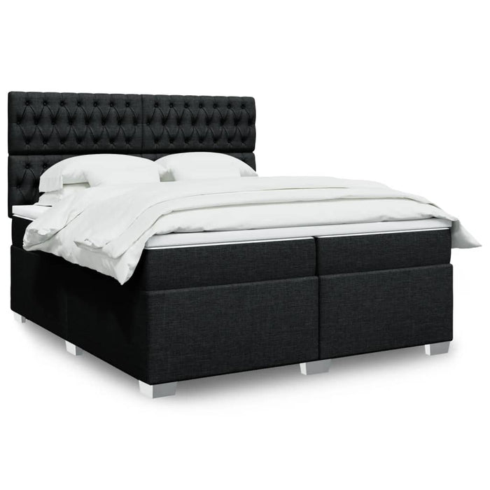 Pat box spring cu saltea, negru, 200x200 cm, textil - WALTI WALTI
