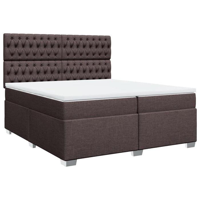 Pat box spring cu saltea, maro închis, 200x200 cm, textil - WALTI WALTI