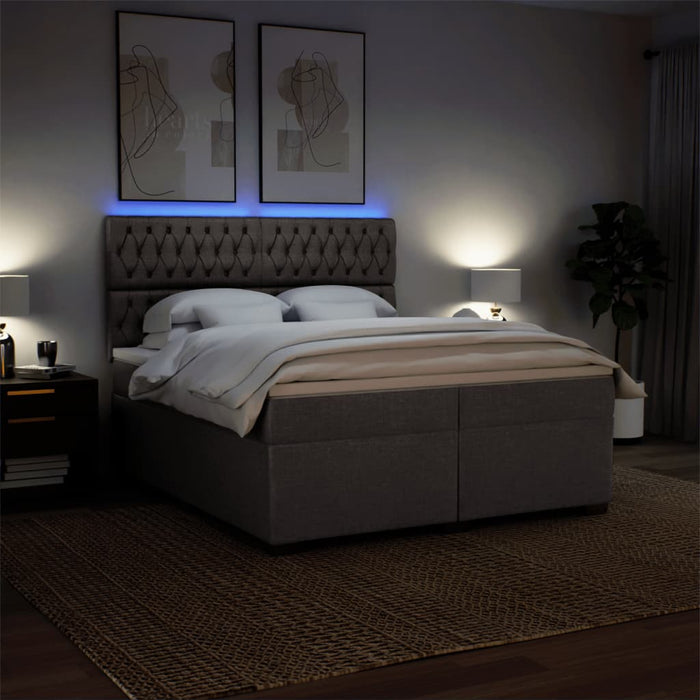 Pat box spring cu saltea, gri taupe, 200x200 cm, textil - WALTI WALTI