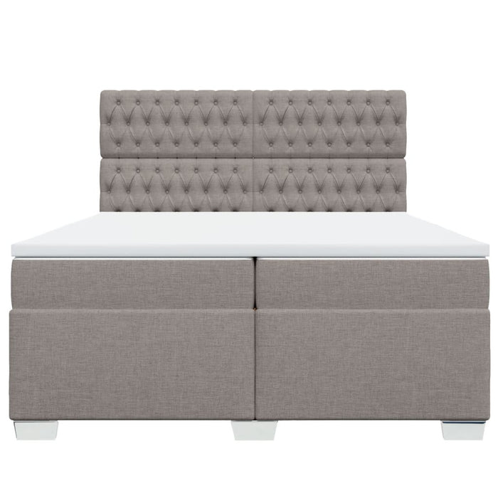 Pat box spring cu saltea, gri taupe, 200x200 cm, textil - WALTI WALTI