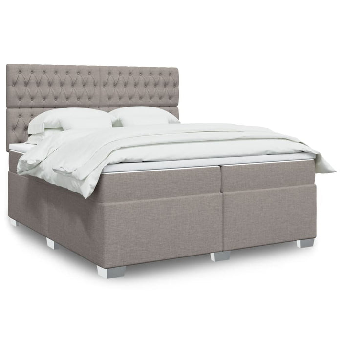 Pat box spring cu saltea, gri taupe, 200x200 cm, textil - WALTI WALTI