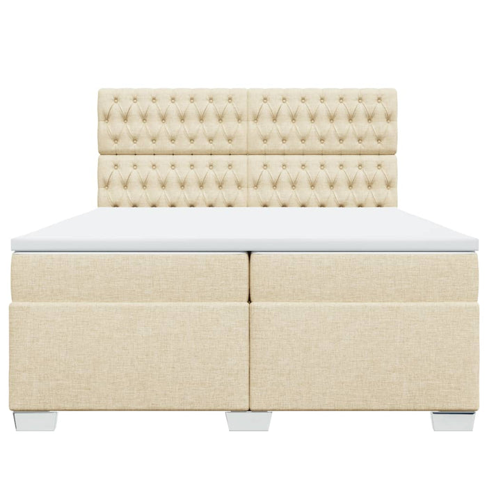 Pat box spring cu saltea, crem, 200x200 cm, textil - WALTI WALTI