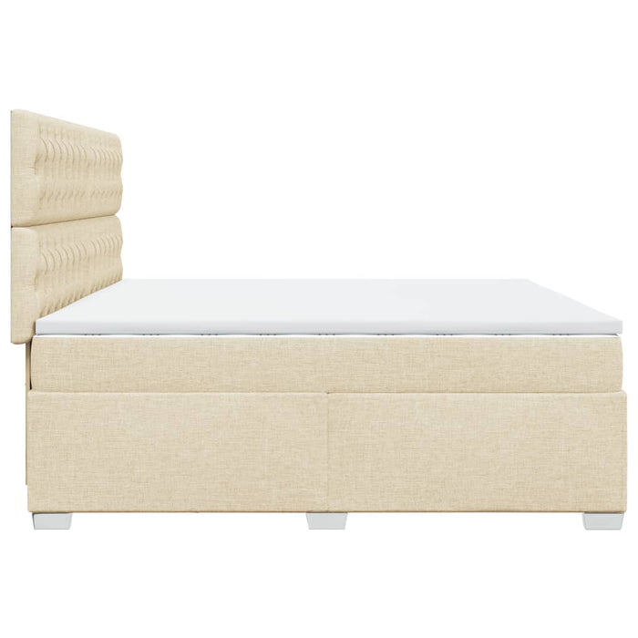 Pat box spring cu saltea, crem, 200x200 cm, textil - WALTI WALTI