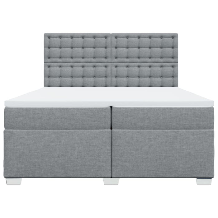 Pat box spring cu saltea, gri deschis, 200x200 cm, textil - WALTI WALTI