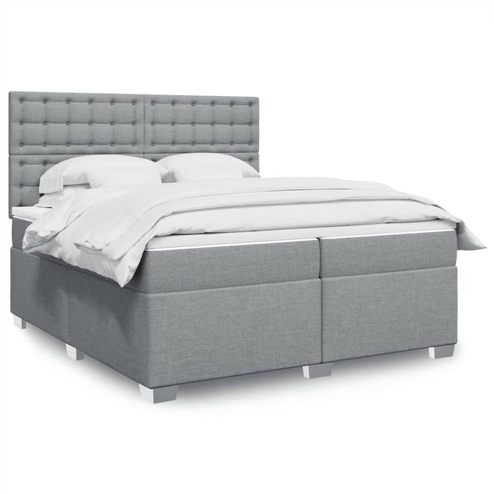Pat box spring cu saltea, gri deschis, 200x200 cm, textil - WALTI WALTI