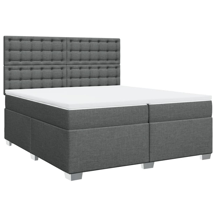 Pat box spring cu saltea, gri închis, 200x200 cm, textil - WALTI WALTI