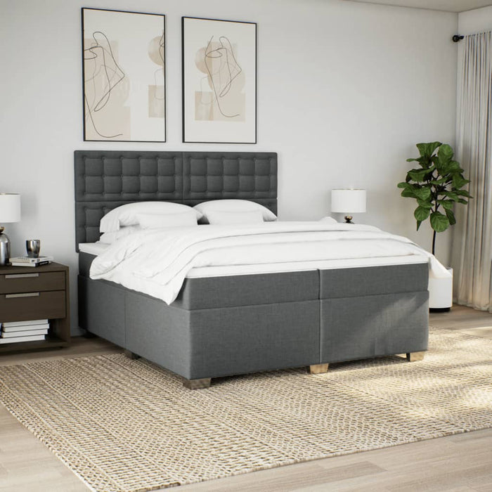 Pat box spring cu saltea, gri închis, 200x200 cm, textil - WALTI WALTI