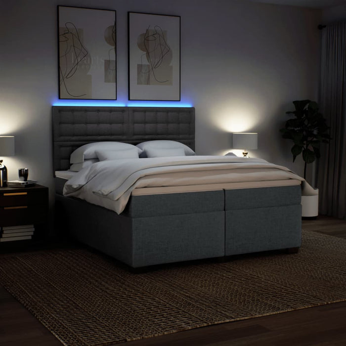 Pat box spring cu saltea, gri închis, 200x200 cm, textil - WALTI WALTI