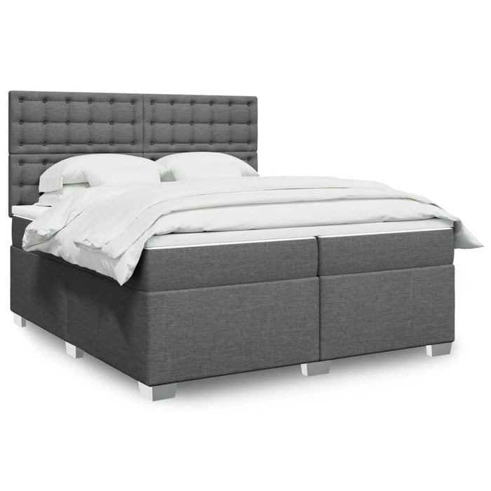 Pat box spring cu saltea, gri închis, 200x200 cm, textil - WALTI WALTI