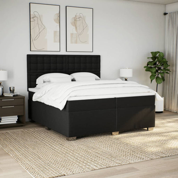Pat box spring cu saltea, negru, 200x200 cm, textil - WALTI WALTI