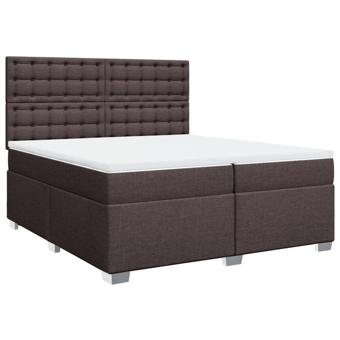 Pat box spring cu saltea, maro închis, 200x200 cm, textil - WALTI WALTI