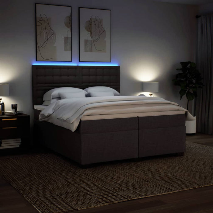 Pat box spring cu saltea, maro închis, 200x200 cm, textil - WALTI WALTI