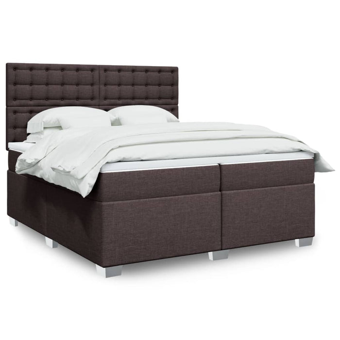 Pat box spring cu saltea, maro închis, 200x200 cm, textil - WALTI WALTI