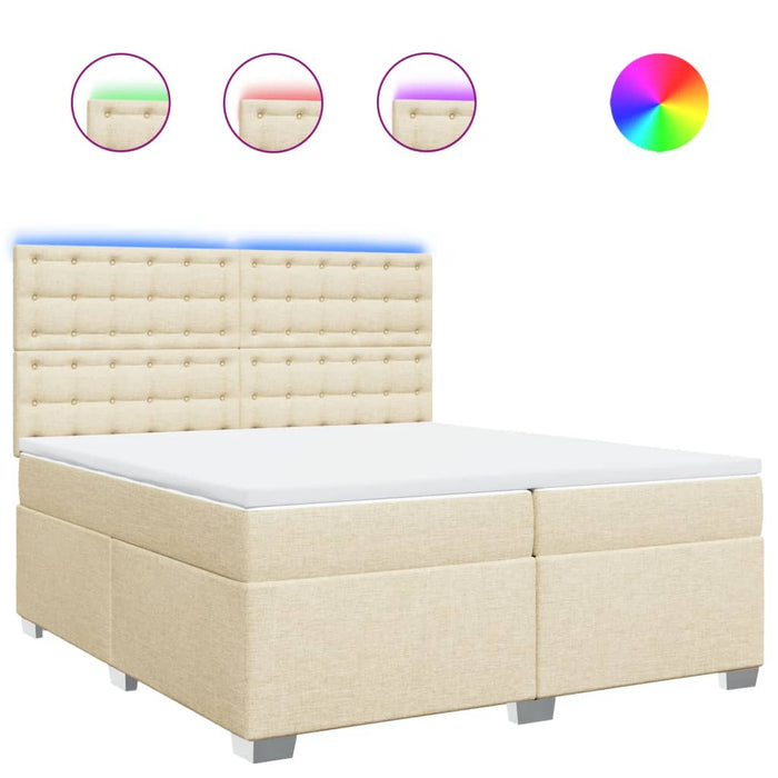 Pat box spring cu saltea, crem, 200x200 cm, textil - WALTI WALTI