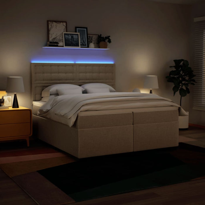 Pat box spring cu saltea, crem, 200x200 cm, textil - WALTI WALTI