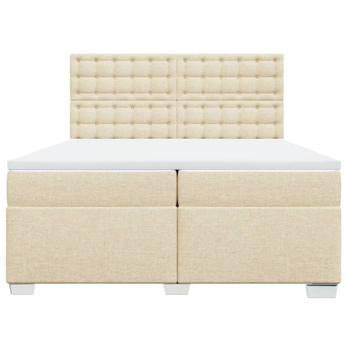 Pat box spring cu saltea, crem, 200x200 cm, textil - WALTI WALTI