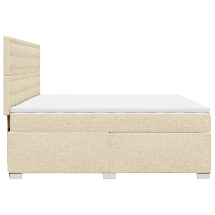 Pat box spring cu saltea, crem, 200x200 cm, textil - WALTI WALTI