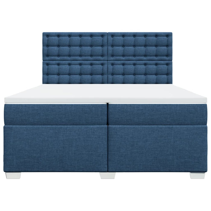 Pat box spring cu saltea, albastru, 200x200 cm, textil - WALTI WALTI