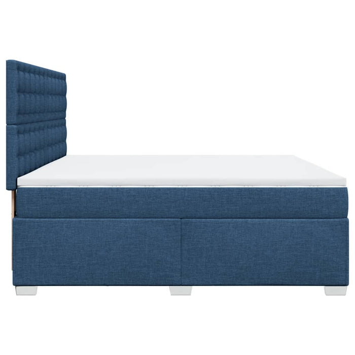 Pat box spring cu saltea, albastru, 200x200 cm, textil - WALTI WALTI