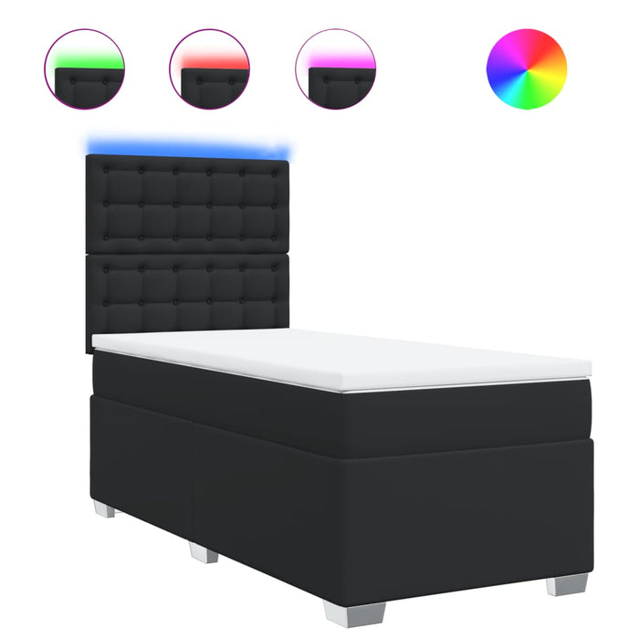 Pat continental cu saltea, negru, 80x200 cm, piele ecologică - WALTI WALTI