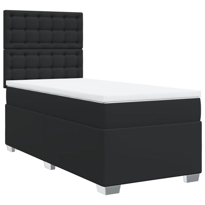 Pat continental cu saltea, negru, 80x200 cm, piele ecologică - WALTI WALTI