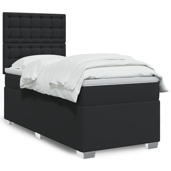 Pat continental cu saltea, negru, 80x200 cm, piele ecologică - WALTI WALTI