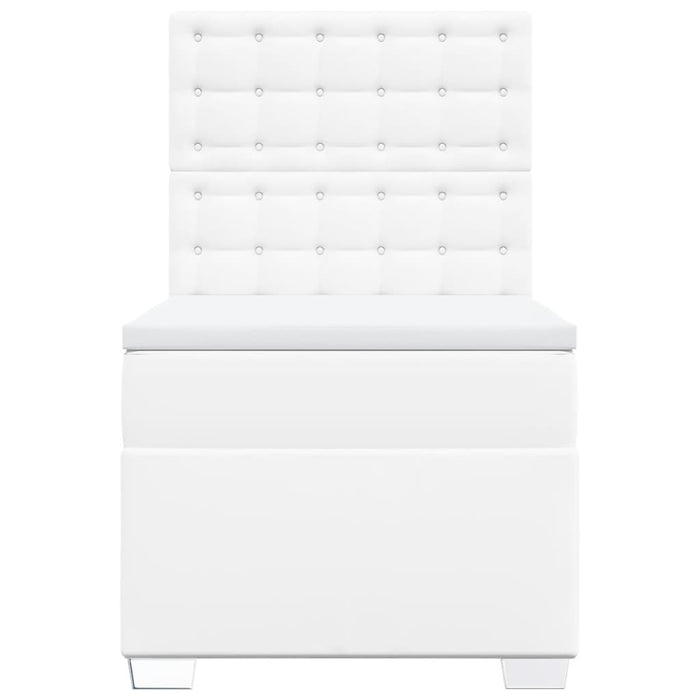 Pat box spring cu saltea, alb, 80x200 cm, piele ecologică - WALTI WALTI