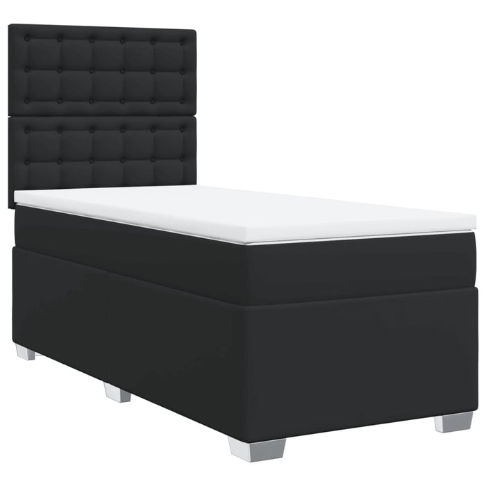 Pat box spring cu saltea, negru, 90x190 cm, piele ecologică - WALTI WALTI