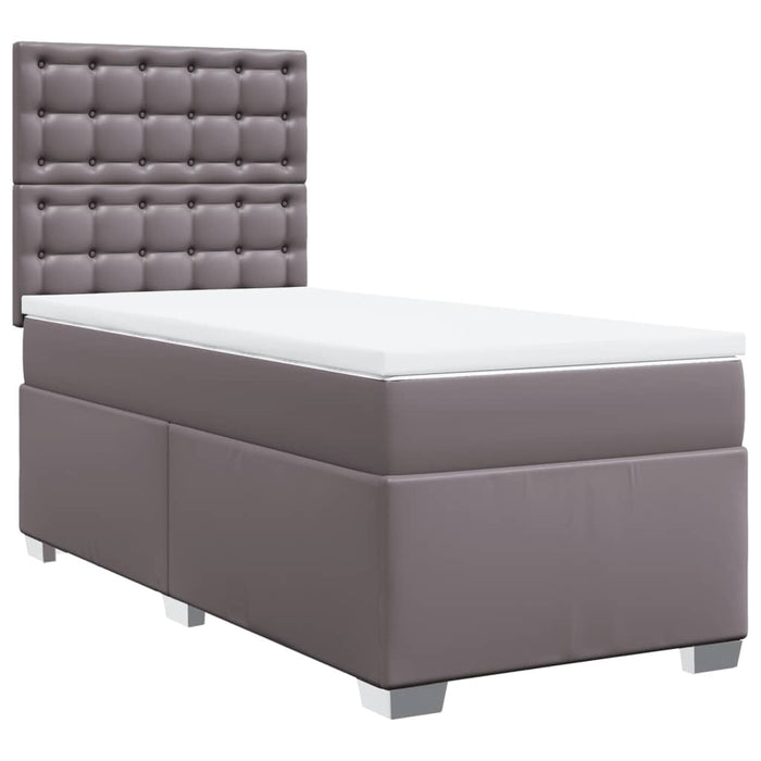 Pat box spring cu saltea, gri, 90x190 cm, piele ecologică - WALTI WALTI