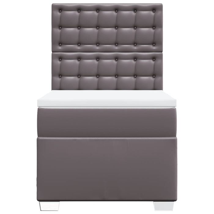 Pat box spring cu saltea, gri, 90x190 cm, piele ecologică - WALTI WALTI