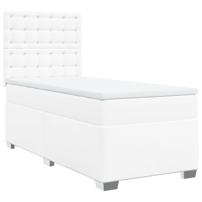 Pat box spring cu saltea, alb, 90x200 cm, piele ecologică - WALTI WALTI