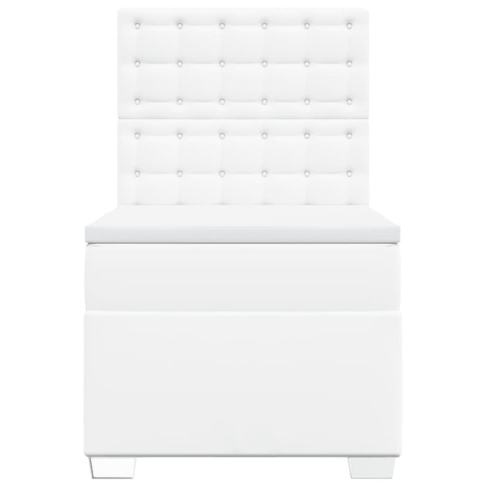 Pat box spring cu saltea, alb, 90x200 cm, piele ecologică - WALTI WALTI