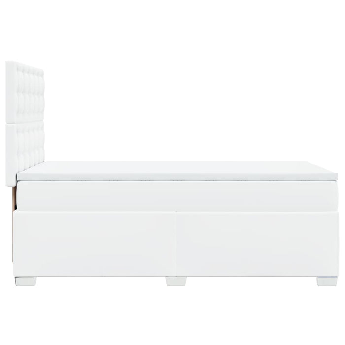 Pat box spring cu saltea, alb, 90x200 cm, piele ecologică - WALTI WALTI