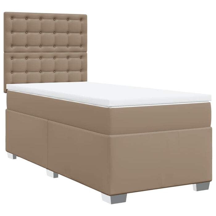 Pat box spring cu saltea, cappuccino, 90x200 cm piele ecologică - WALTI WALTI