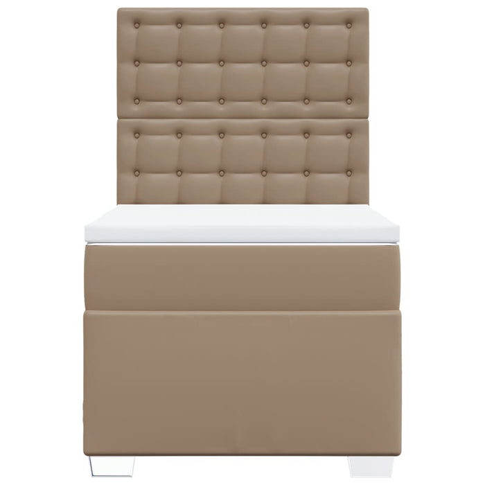 Pat box spring cu saltea, cappuccino, 90x200 cm piele ecologică - WALTI WALTI