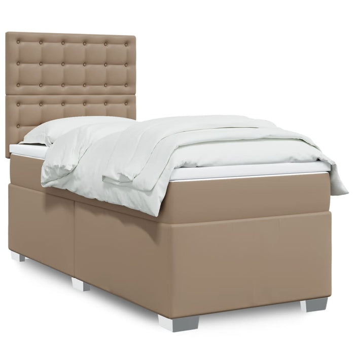 Pat box spring cu saltea, cappuccino, 90x200 cm piele ecologică - WALTI WALTI