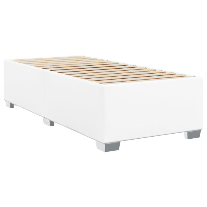 Pat box spring cu saltea, alb, 100x200 cm, piele ecologică - WALTI WALTI