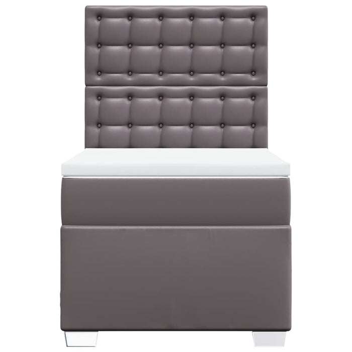 Pat box spring cu saltea, gri, 100x200 cm, piele ecologică - WALTI WALTI