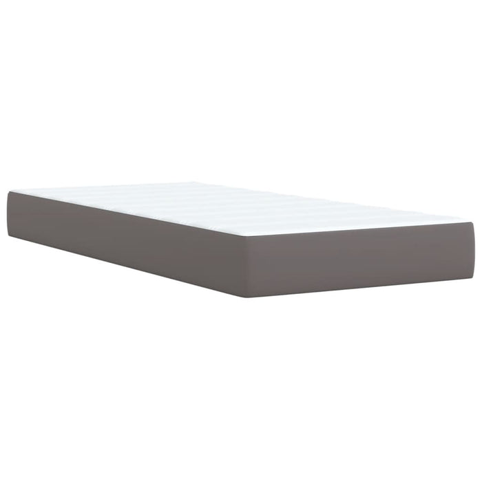 Pat box spring cu saltea, gri, 100x200 cm, piele ecologică - WALTI WALTI