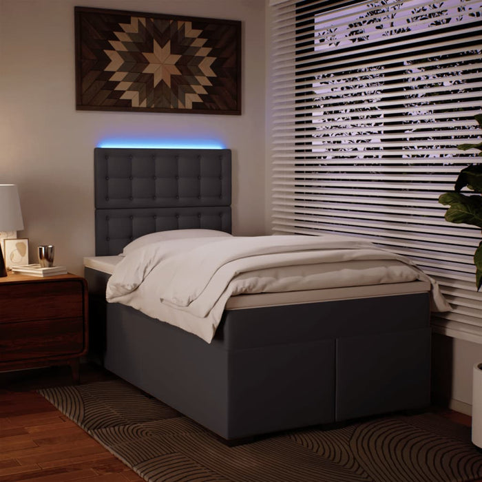 Pat box spring cu saltea, gri, 120x190 cm, piele ecologică - WALTI WALTI
